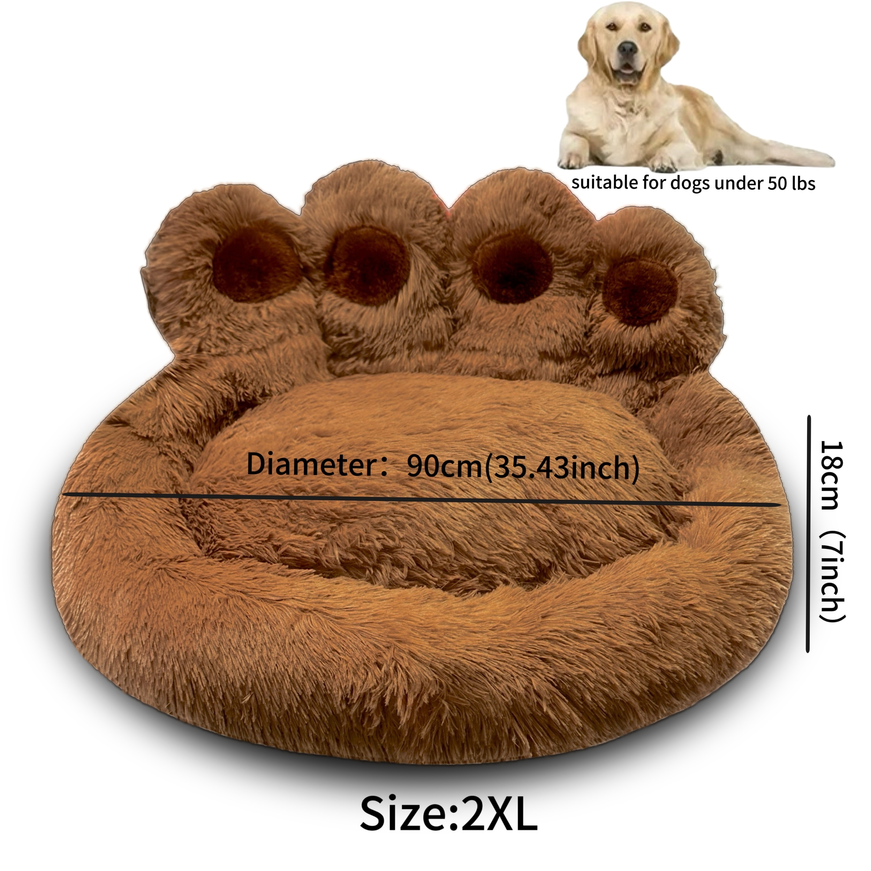 deluxe   plush pet bed ultra soft   fur round lounger for dogs cats warm and calming donut nest with anti slip bottom thick pp filling machine washable   small medium large breeds all year round Product details 16
