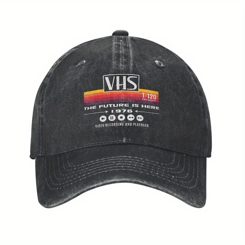 TEMU 1pc Vintage Vhs "the Future Has Come" Retro Video Tape - Vhs Cassette Tape Design, Adjustable Strap For , Durable Outdoor Hat Suitable For