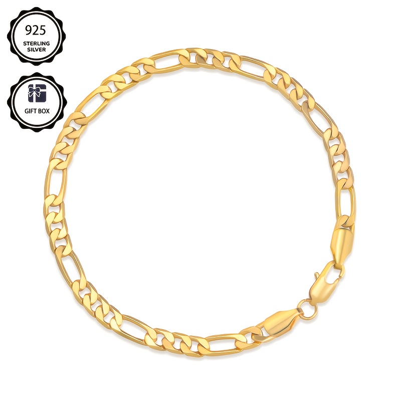 Image of Local Warehouse Items For Women, 925 Sterling Silver, Minimalist And Elegant Golden Bracelet, Silvery Weight 5.2g, Couple Style, Perfect Gift For Partner's Birthday Or Anniversary With A Box
