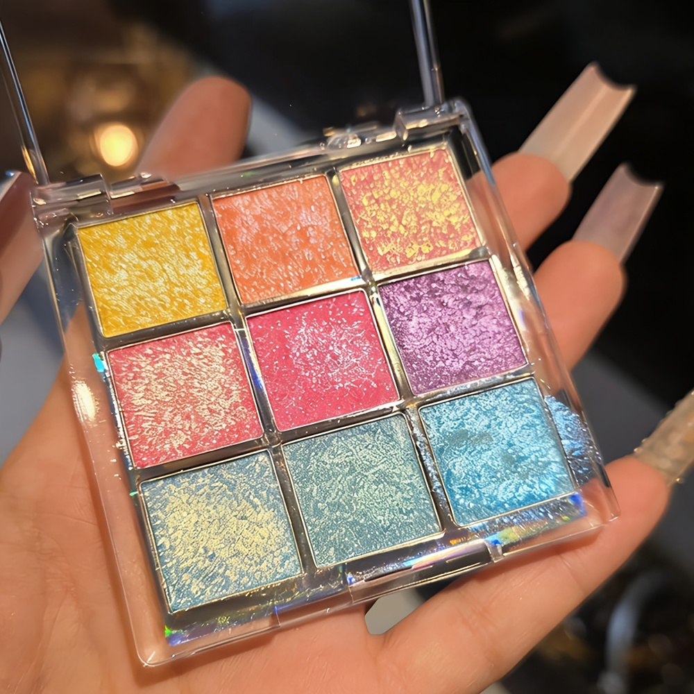 kapeine 9 color holog phic glitter eyeshadow palette   pigmented waterproof suitable for party festival makeup shimmery  ow powder with holog phic mirror long lasting multicolor eyeshadows for   looks