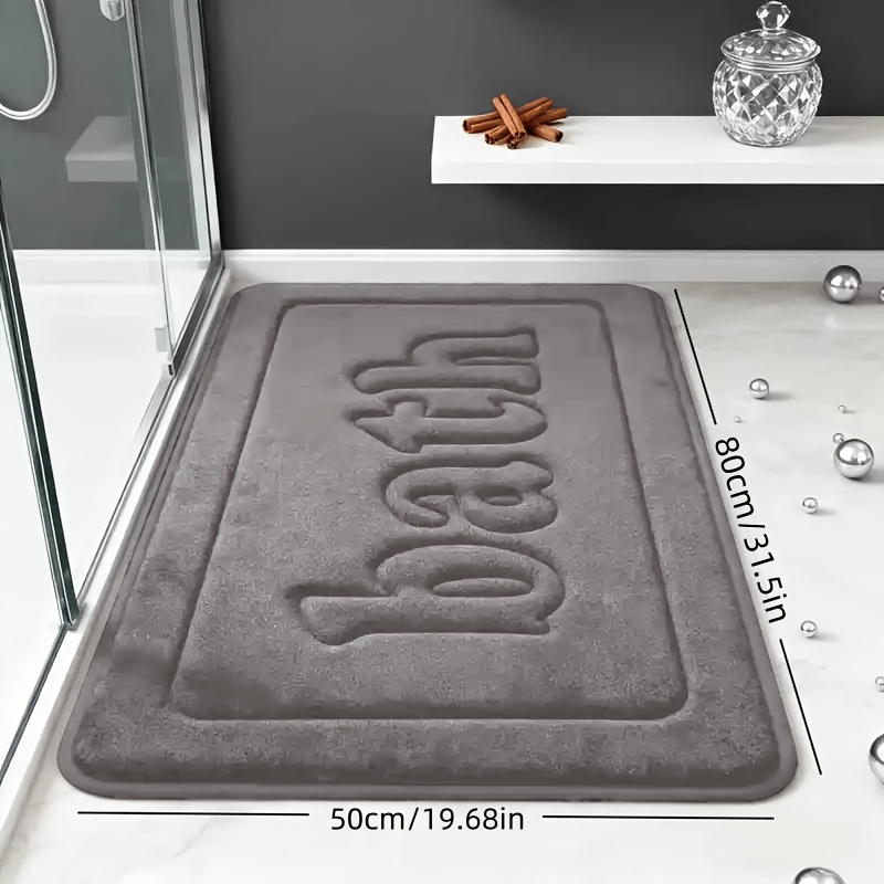 TEMU Bathroom Anti-slip Mat Coral Fleece Bath Mat Non-slip Bottom Machine Washable Low Pile Flat Soft Comfortable Absorbent Suitable For Room Kitchen
