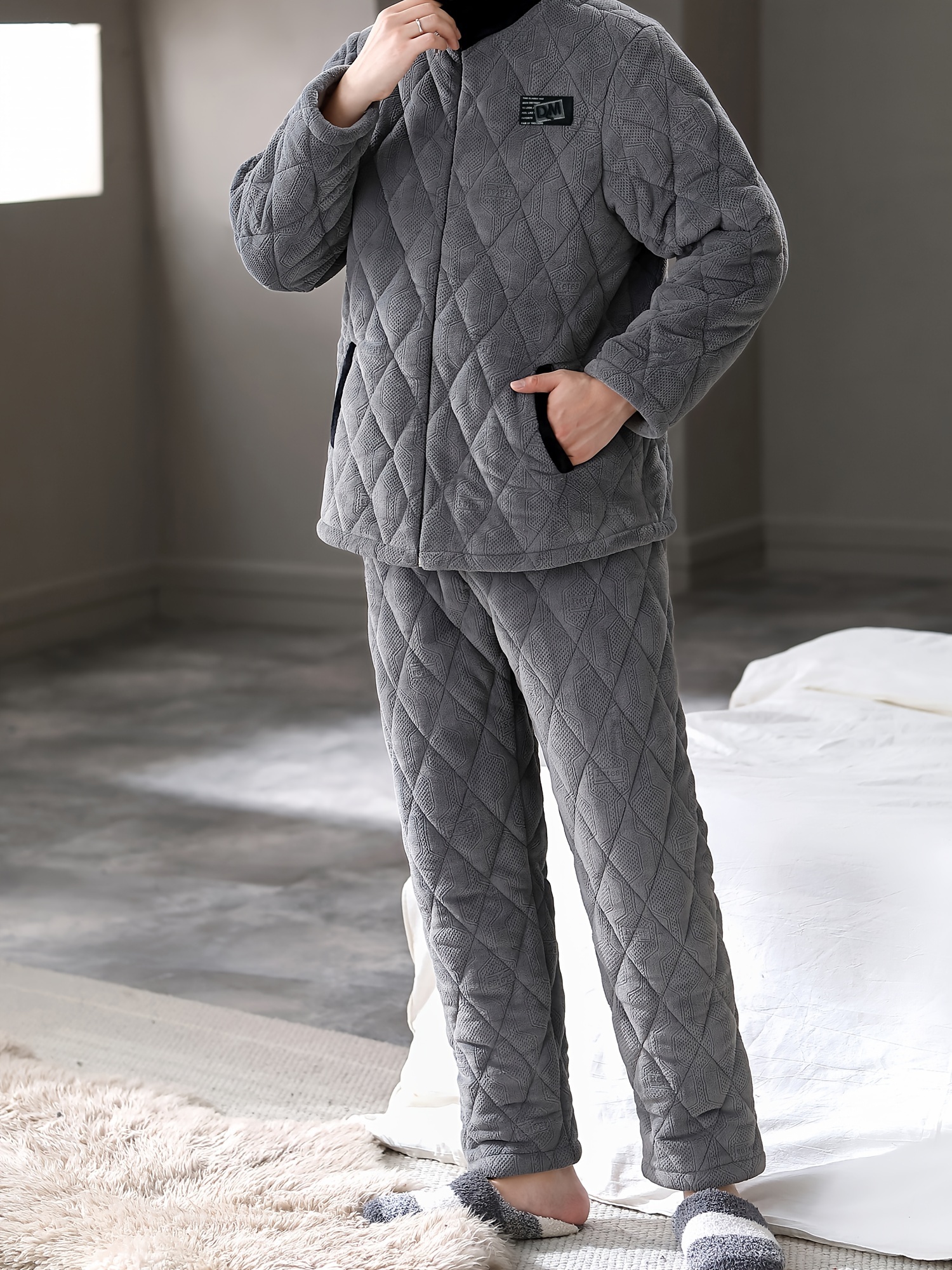 Night Suit Fleece Loungewear Men Men Winter Warm Coral Fleece