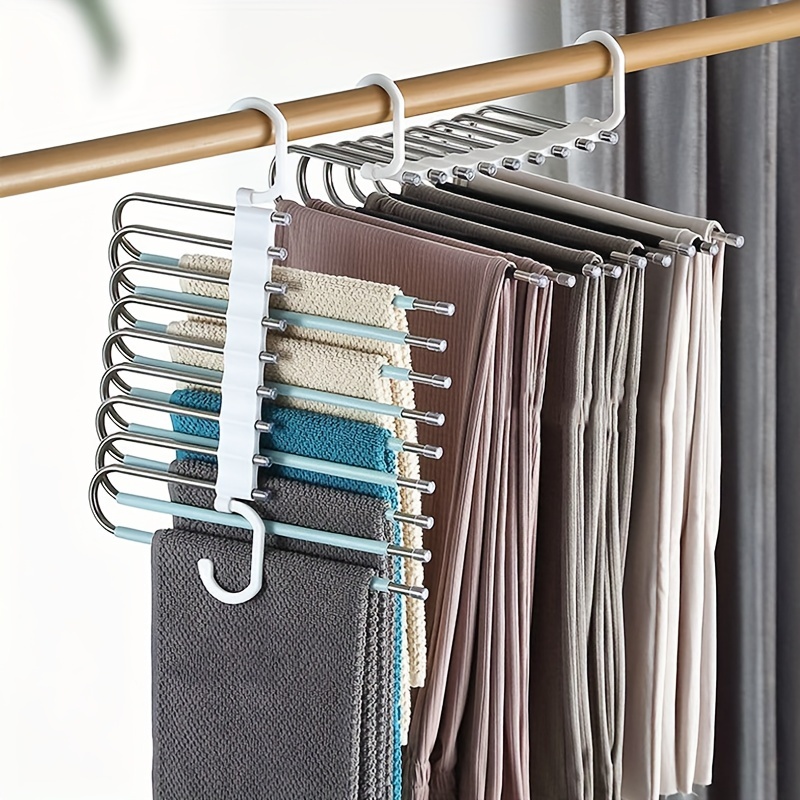 

9-tier Foldable Pants Hanger Organizer, Stainless Steel Anti-slip Metal Clothes Hanger, Space-saving Closet Storage Rack For Home Organization