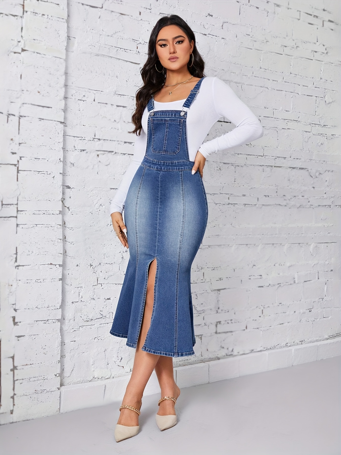 Jumper Maong Attire Women'S Stylish Denim Overalls Sleeveless