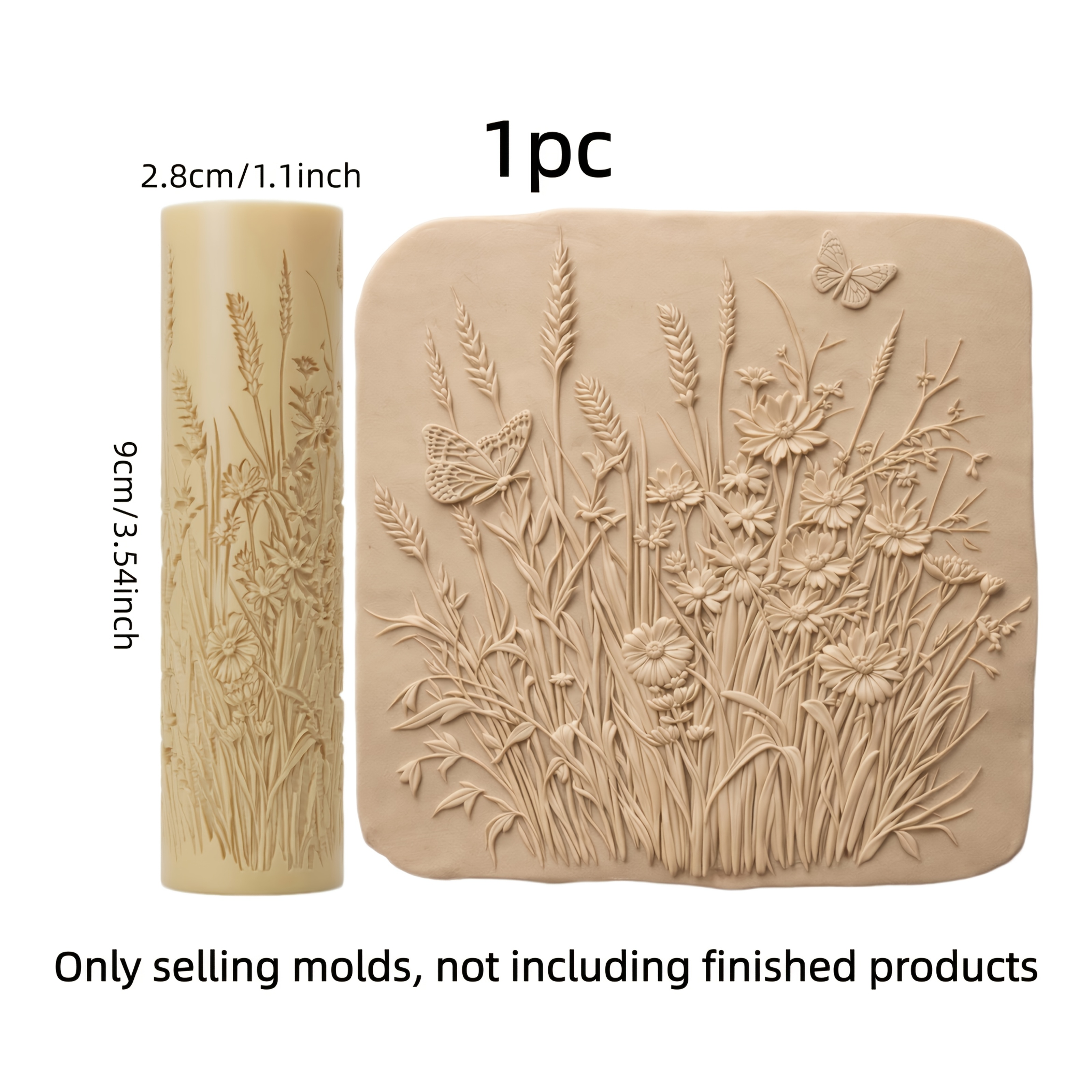 TEMU 1pc Floral Polymer Clay Embossing Roller With Plastic Rollers & Textured Patterns Suitable For Coasters, Clay Earrings, Pottery, Jewelry Making,