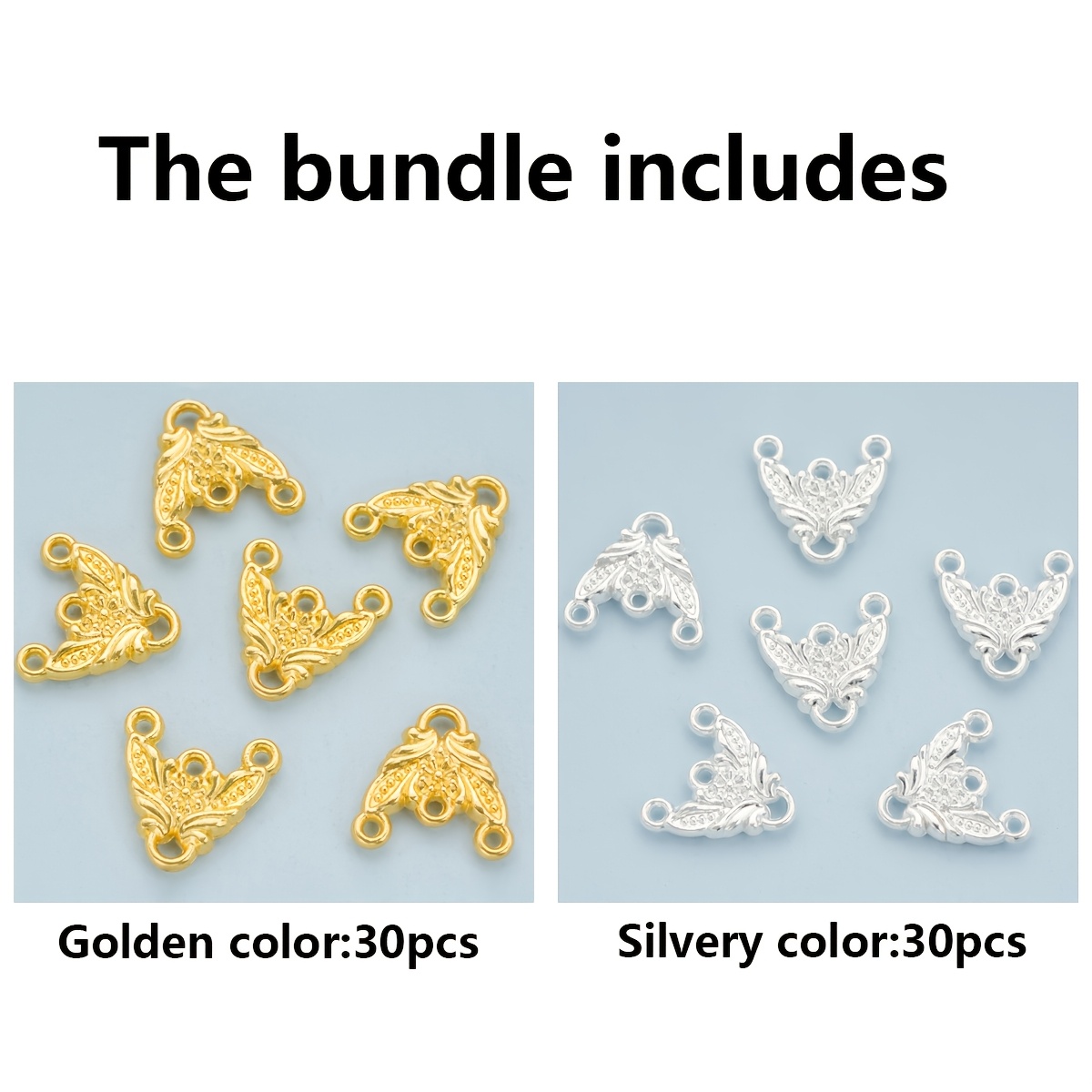 30pcs Multi-Hole Pattern Zinc Alloy 3D Texture Connectors for DIY Jewelry
