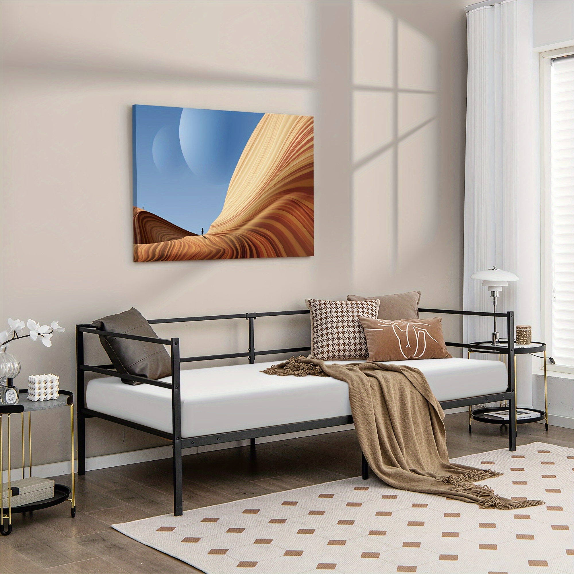 Dual-Use Twin Metal Daybed Frame - Space-Saving Sofa Bed for Living Room & Bedroom