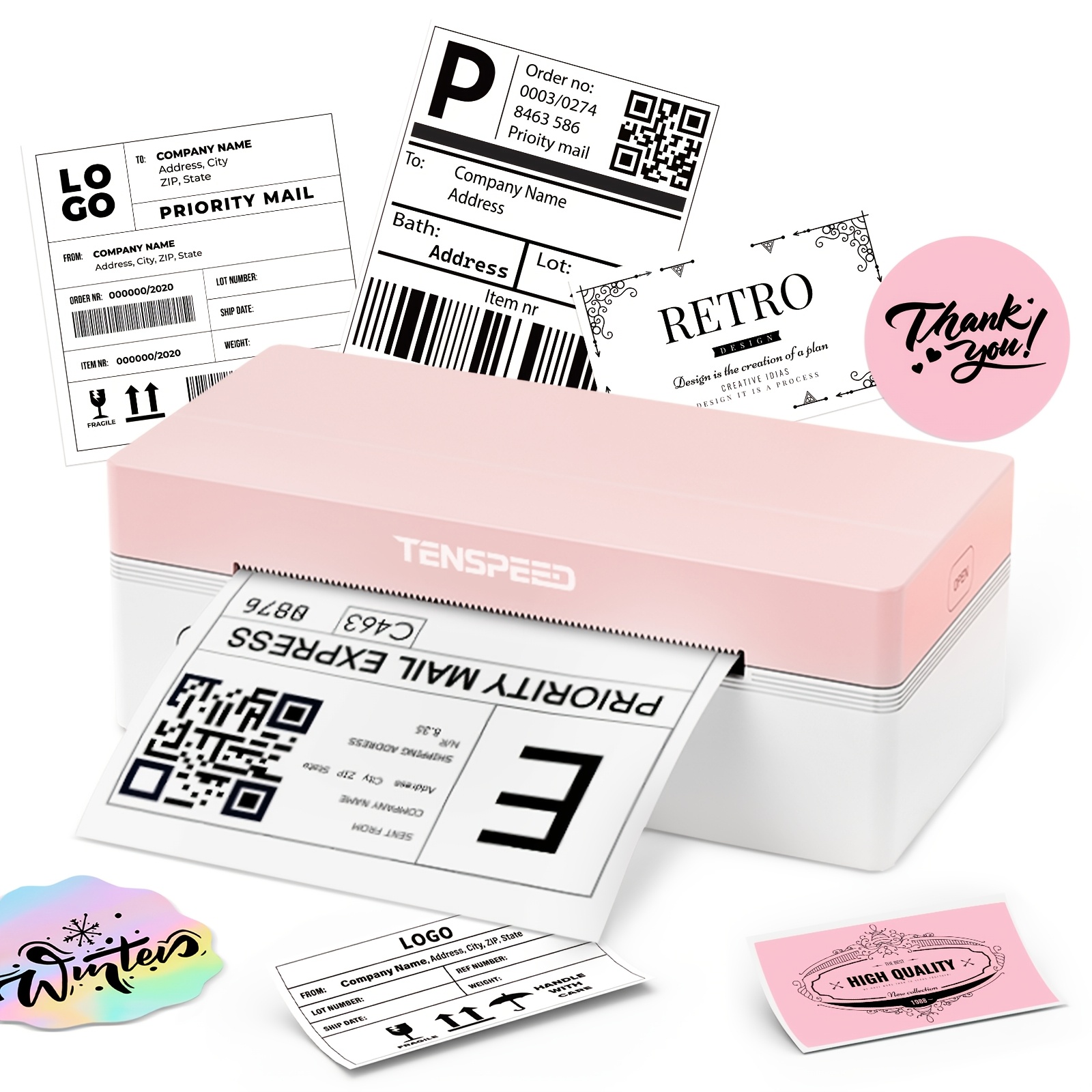 TEMU Rp425 Commercial Grade Thermal Printer, Wireless Label And Barcode Printer For Shipping Labels, , And Supermarkets, Includes 10pcs Consumables