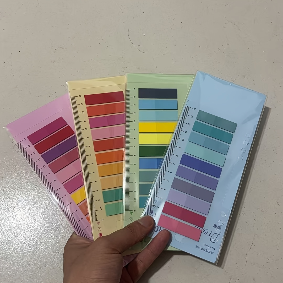 TEMU 800 Sheets Pet Sticky Notes Suitable For Japan, Korean & Chinese School - 4 Color Index Tabs With Moroccan & Vintage Labels, Compatible For