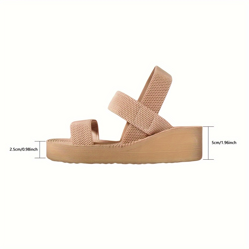womens summer wedge sandals solid color open toe elastic strap slip on shoes casual outdoor beach sandals Product details 8