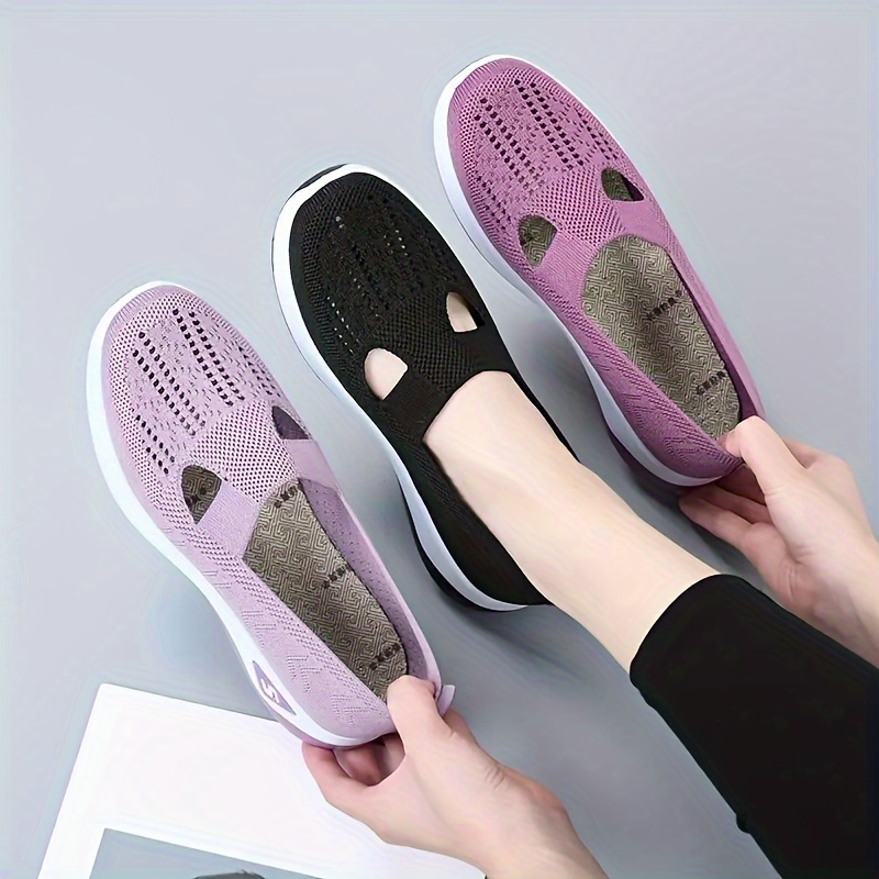

Women's Fashionable Mesh Breathable, Flat Shoes Comfortable Knitted Shoes, Casual And Versatile Wear-resistant Walking Shoes