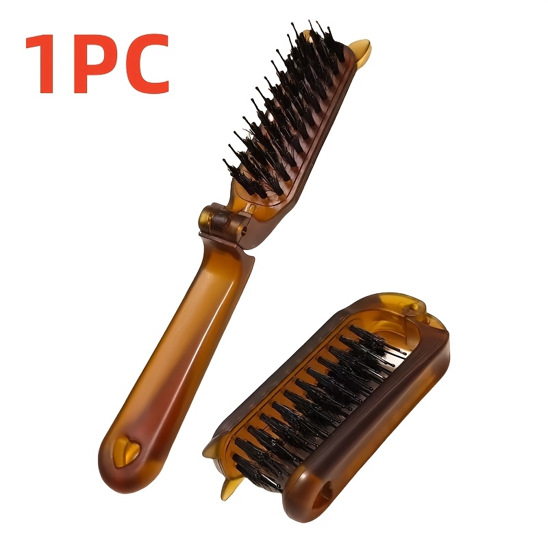 TEMU Portable Folding Comb - Anti-static, Scalp, Compact With Ergonomic Handle, Durable Bristles For Normal Hair - Ideal Birthday & Holiday Gift,
