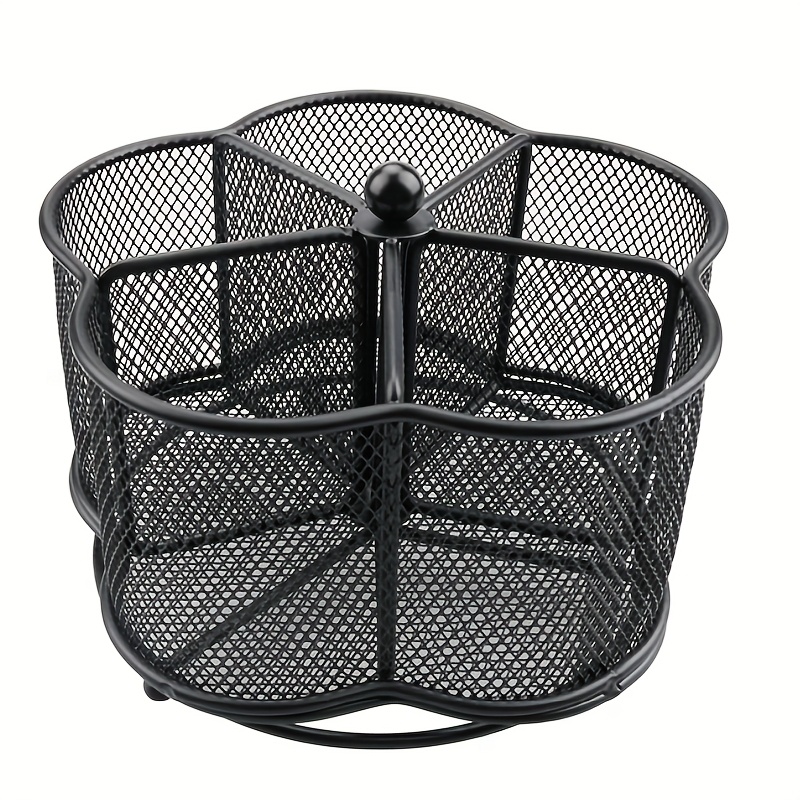 TEMU 1pc 360 Degree Rotating Desktop Storage Rack With 5 Compartments, Multi-functional Stationery Organizer - Used To Store Office Supplies And