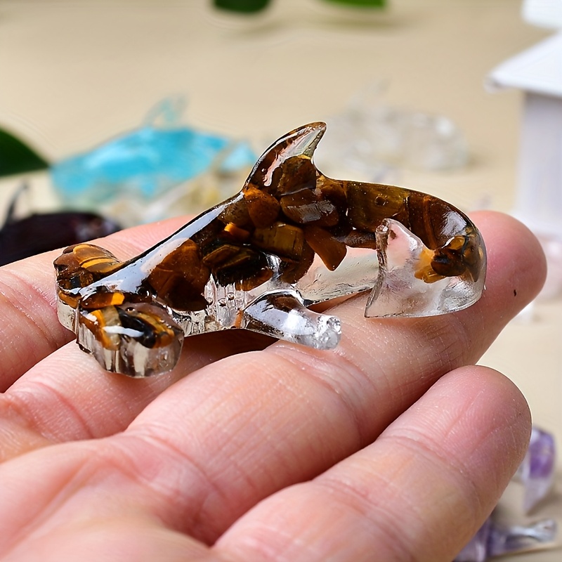 TEMU 1pc Cute Resin Crystal Shark, Handmade Crystal Resin Shark, Fish Tank Decoration, Crystal Pet, Crystal Gift, Desktop Ornament