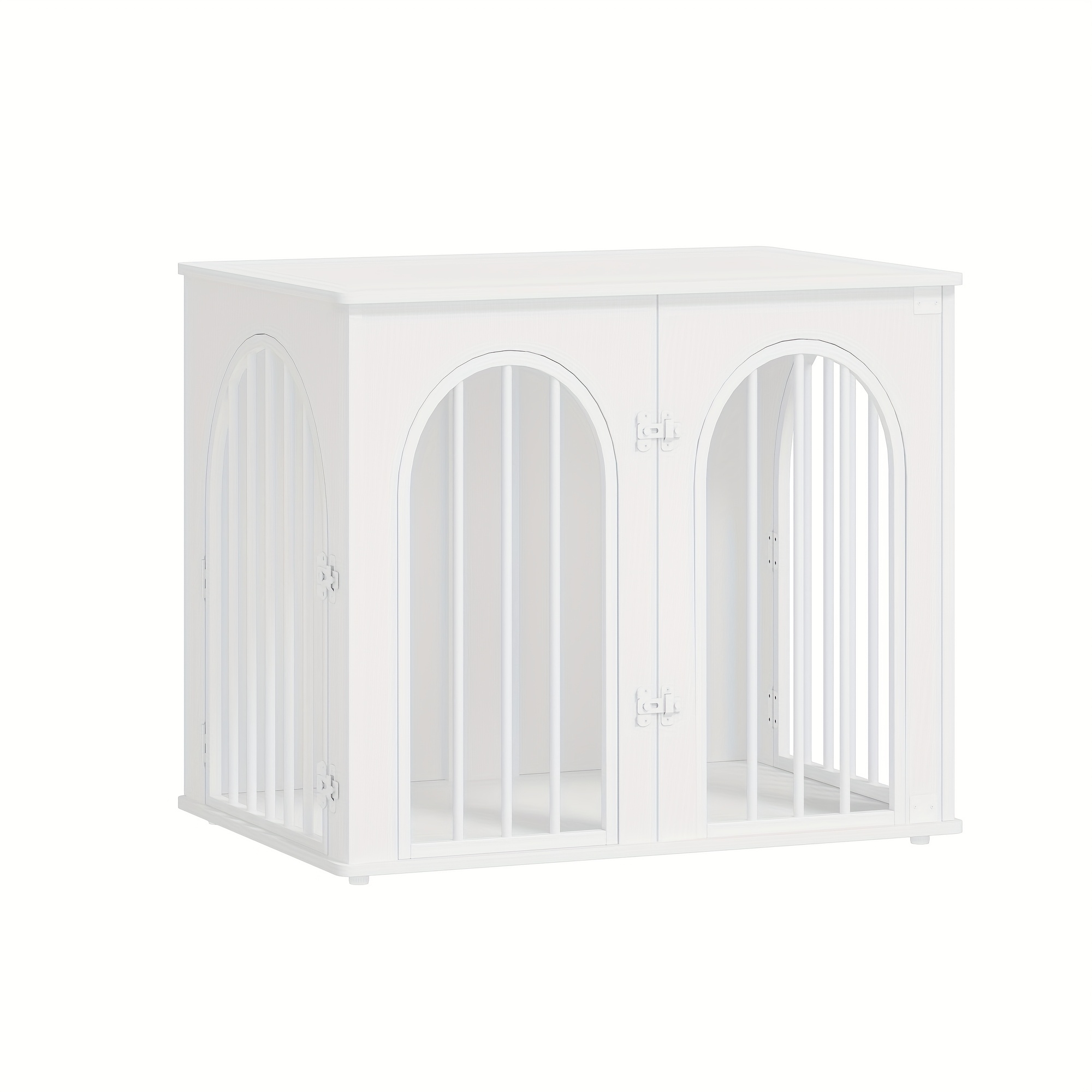 Dog Cage Furniture, 68cm Dog Crate For Home, 3 Doors, Arched Door, Modern Indoor Dog Crate For Dogs, Side Table, Heavy-duty Dog Cage, 48 X 68 X 56 Cm, White