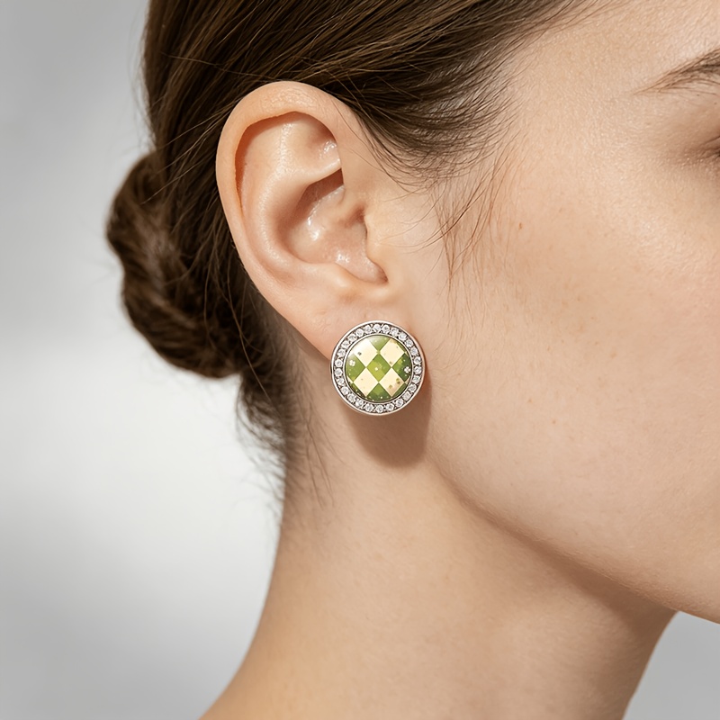 2pcs Classic Imitation Crystal Stud Earrings, Clover Design
