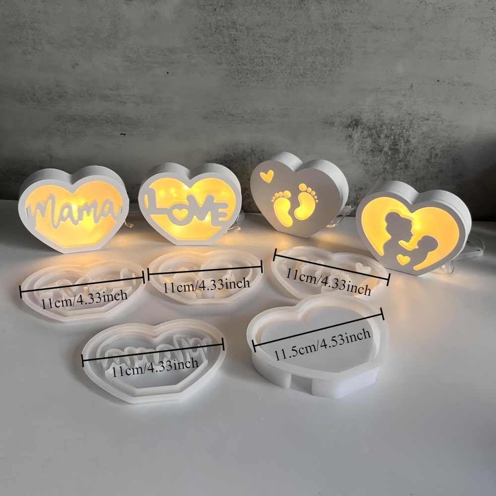 5pcs Love Silicone Mold Letter Mom Heart-shaped Ornament Plaster Mold Mother's Day Gift Decoration Gift