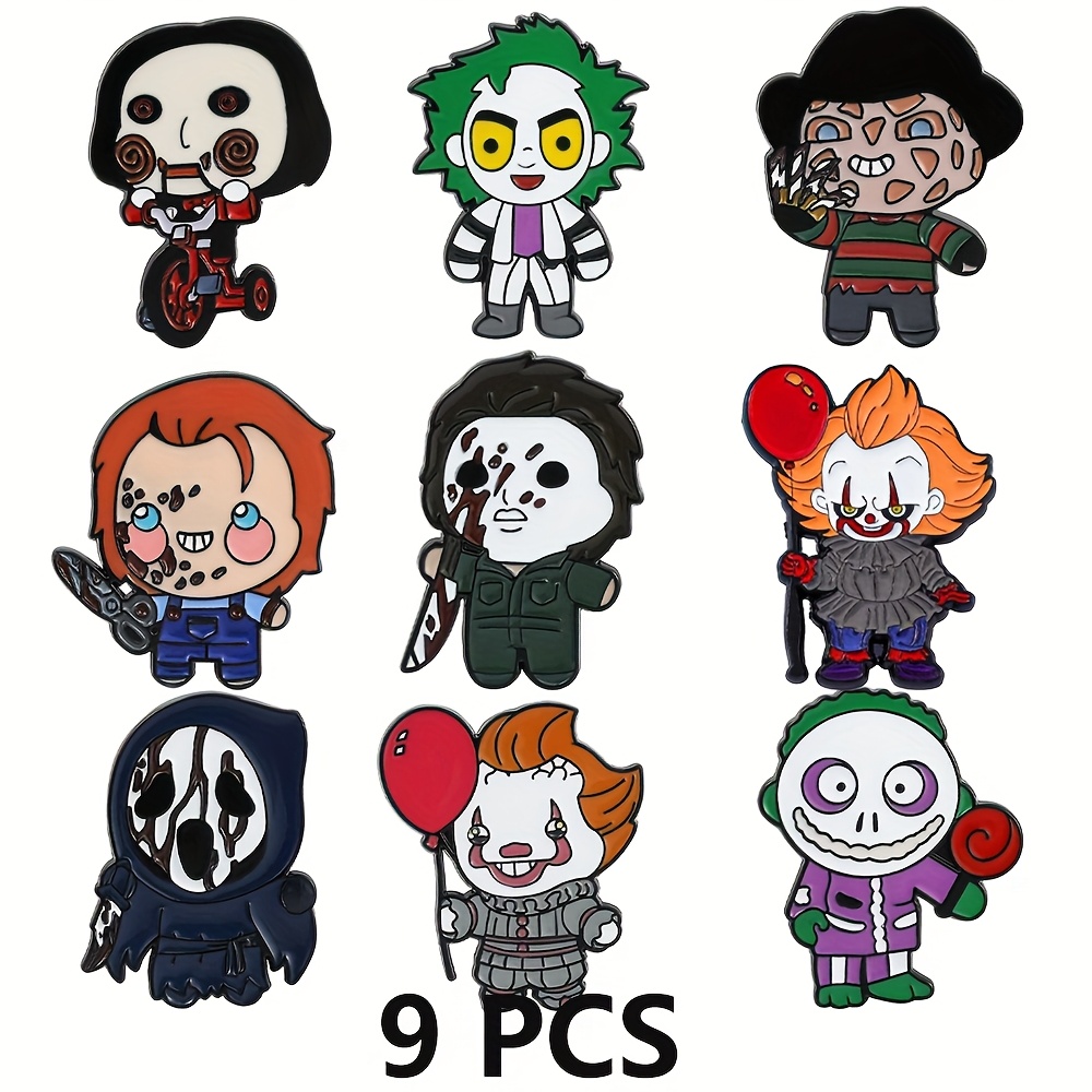 TEMU 9pcs Brooch Set Creative Clown Mask Youth Enamel Pin Backpack Clothing Jewelry Metal Badge Accessories Gifts