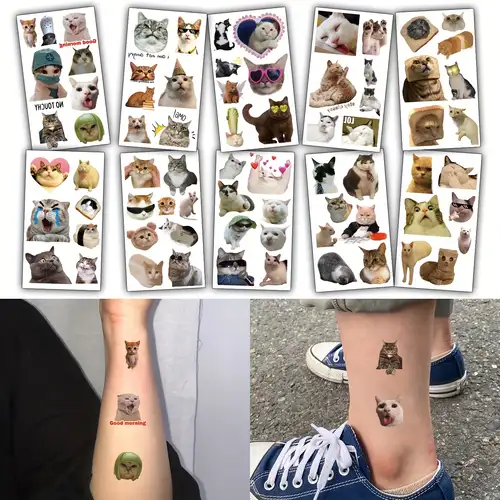 Tatuaggi Temporanei Gatti Cartoon - 20 Fogli Impermeabili Per Bambini, Regalo Divertente - Foto 7