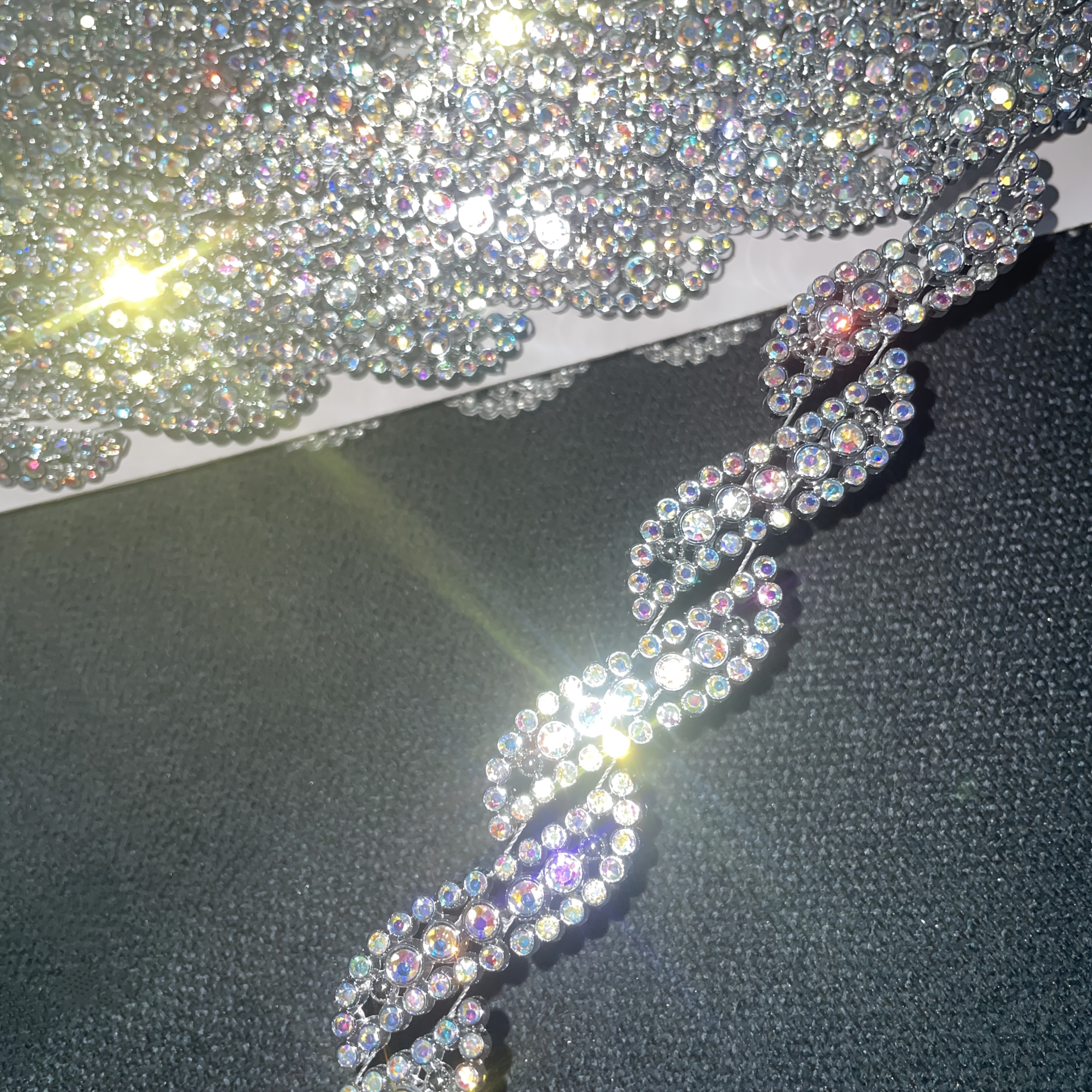 Image of 1 Yard 90cm Rhinestone Trim Lace, Suitable For Clothing And Dress Decoration, Diy Box Packaging Decoration, Craft Sewing Supplies Decoration