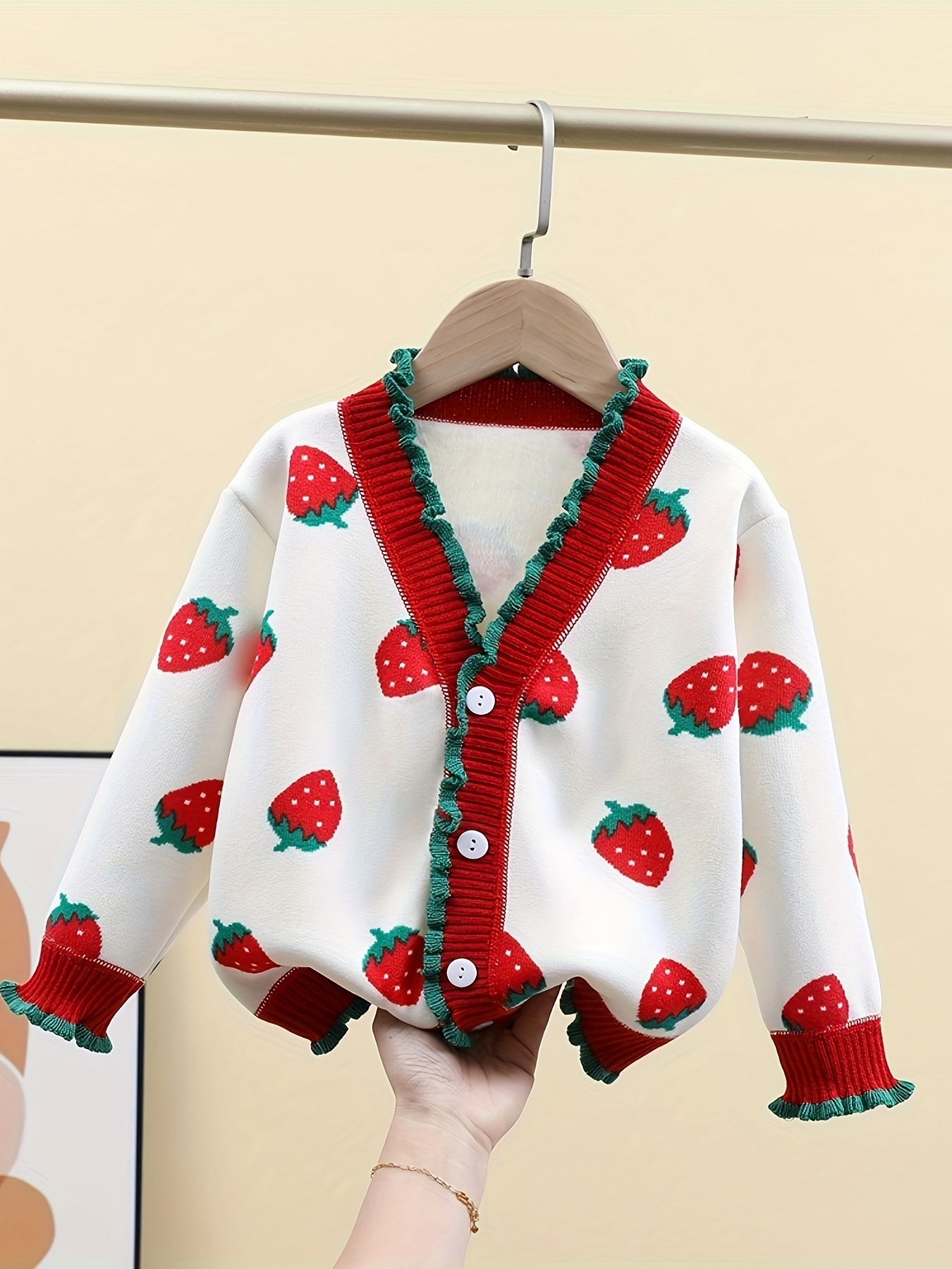 Girls' Cardigan with Fleece, One-Piece Cardigan Base Shirt, Fashionable And Versatile for Autumn And Winter