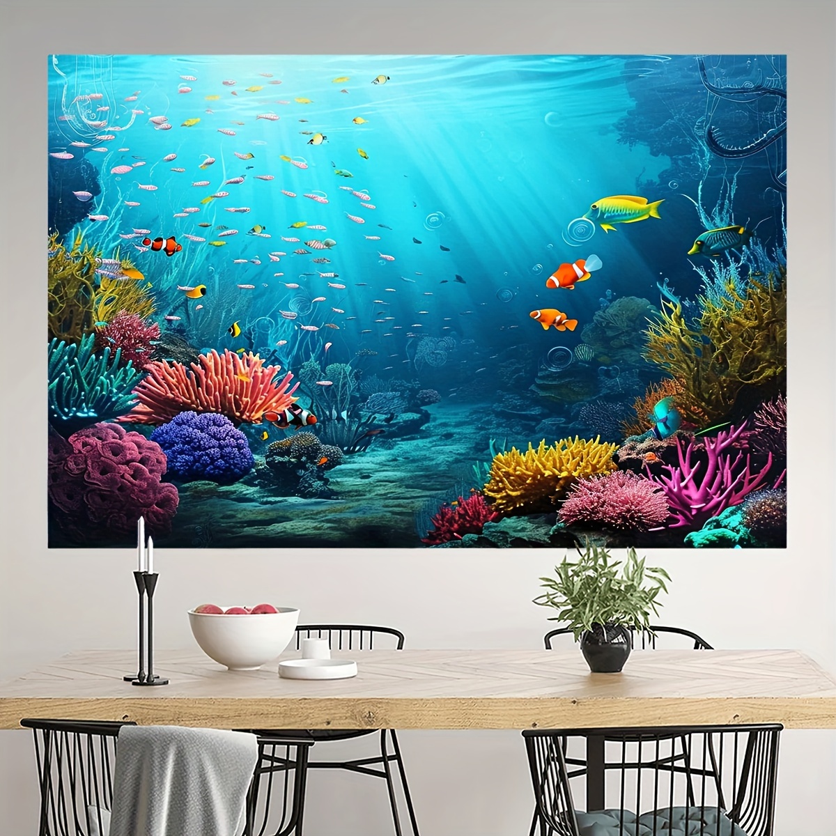 1 Pc, Underwater Coral Reef Background Photography Ocean Underwater World  Jellyfish Shipwreck Background Birthday Party Decorations Photo Booth Photo