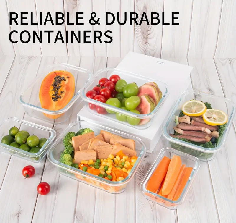 20 pieces 10 containers 10 lids high borosilicate glass meal prep containers food storage containers with airtight leakproof lids glass lunch boxes for home restaurants Product details 2