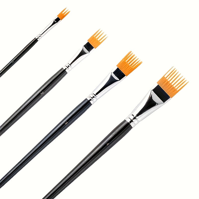 TEMU 1 /4 pinceles de Nylon Acrílico/Acrílico y Acuarela | Mango Ergonómico de Calabaza Negra - Varios Tamaños para Artistas Profesionales y