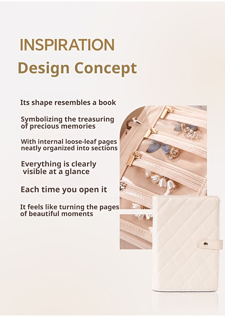 jewelry organizer book portable earring necklace ring storage album anti   travel jewelry binder with pockets travel jewelry organizer gift for women girls mom gift used for jewelry storage photo albums cards and postcards Product details 15