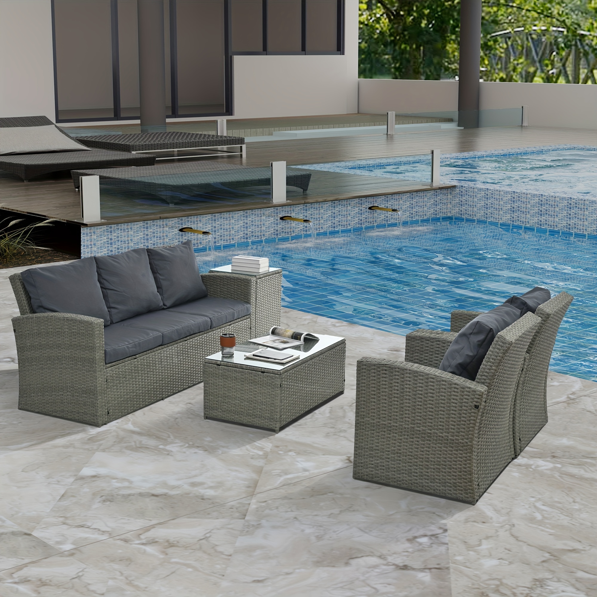Courtyard Furniture, Outdoor Furniture, Seasonal Pe Wicker Furniture, 5 Sets Of Wicker Furniture ...