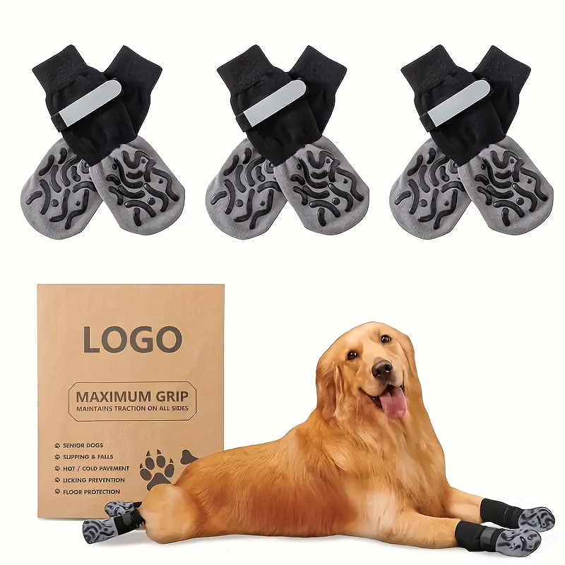E-shop 6 Haustier Socken Doppelseitig Dosierend Rutschfest Langlebig Atmungsaktiv Hunde Socken Reflektierend Verstellbar Anti-Fussel Kleine Und Große