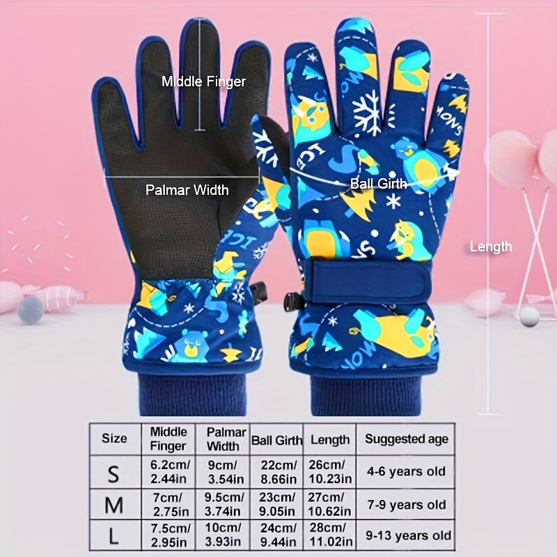 Ski Gloves, Christmas And New Year Gifts, Cute Printed Polar Lining Thickened Warm And Windproof Adjustable Wristband, Unisex Outdoor Gloves S/M/L Multicolor.