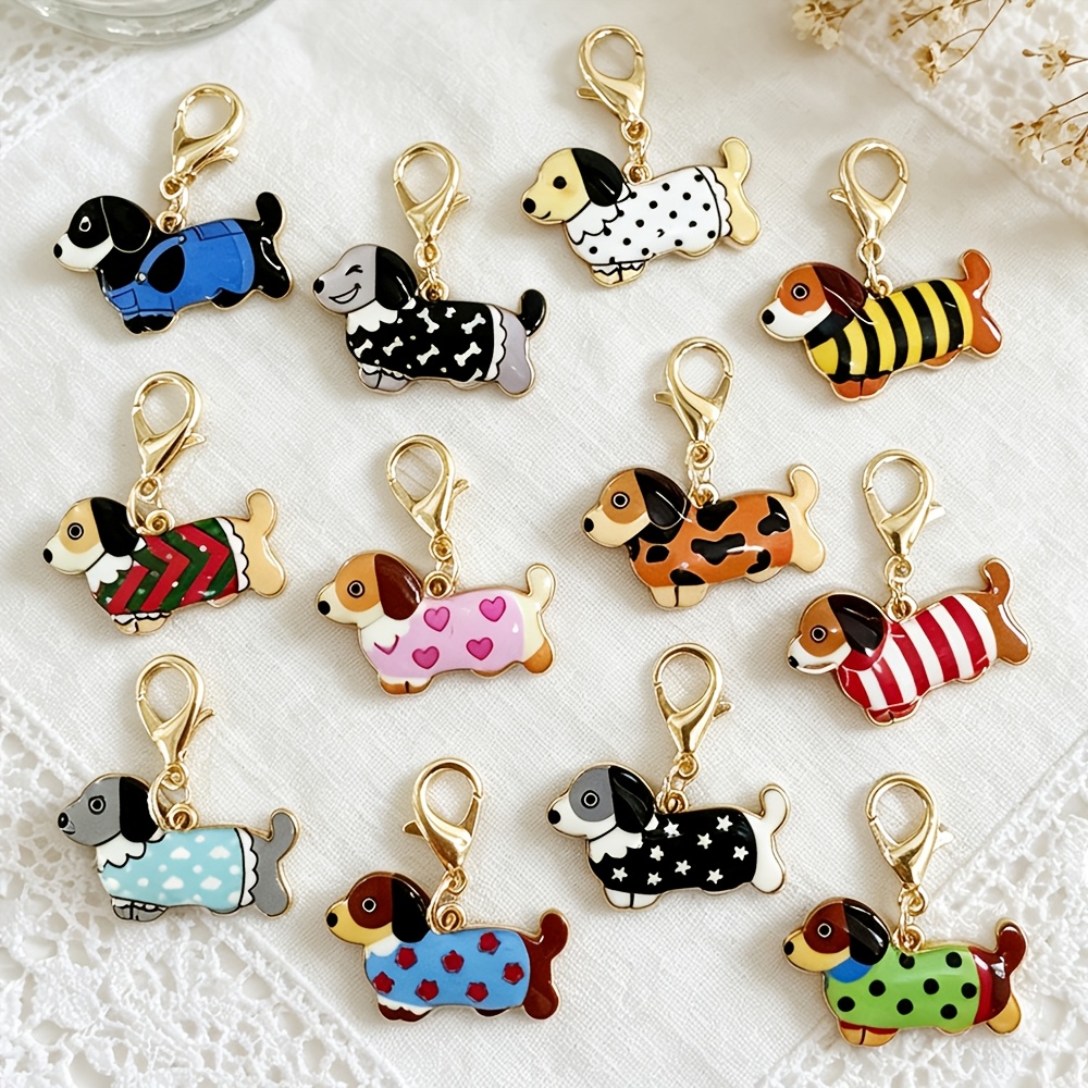 12pcs Polka Dot Dog Keychain Random, Ideal Birthday Gift For Women And Ladys, Multi-functional Bag Charm Decor