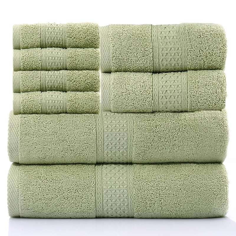 8pcs H Deluxe Set, Absorbent, Thick, Soft, And Skin-friendly. Includes 4 Washcloths + 2 Towels + 2 Bath Towels. Beautifully Packaged, Suitable For Home Bathrooms, Spas, Beauty Salons, Yoga, And Travel