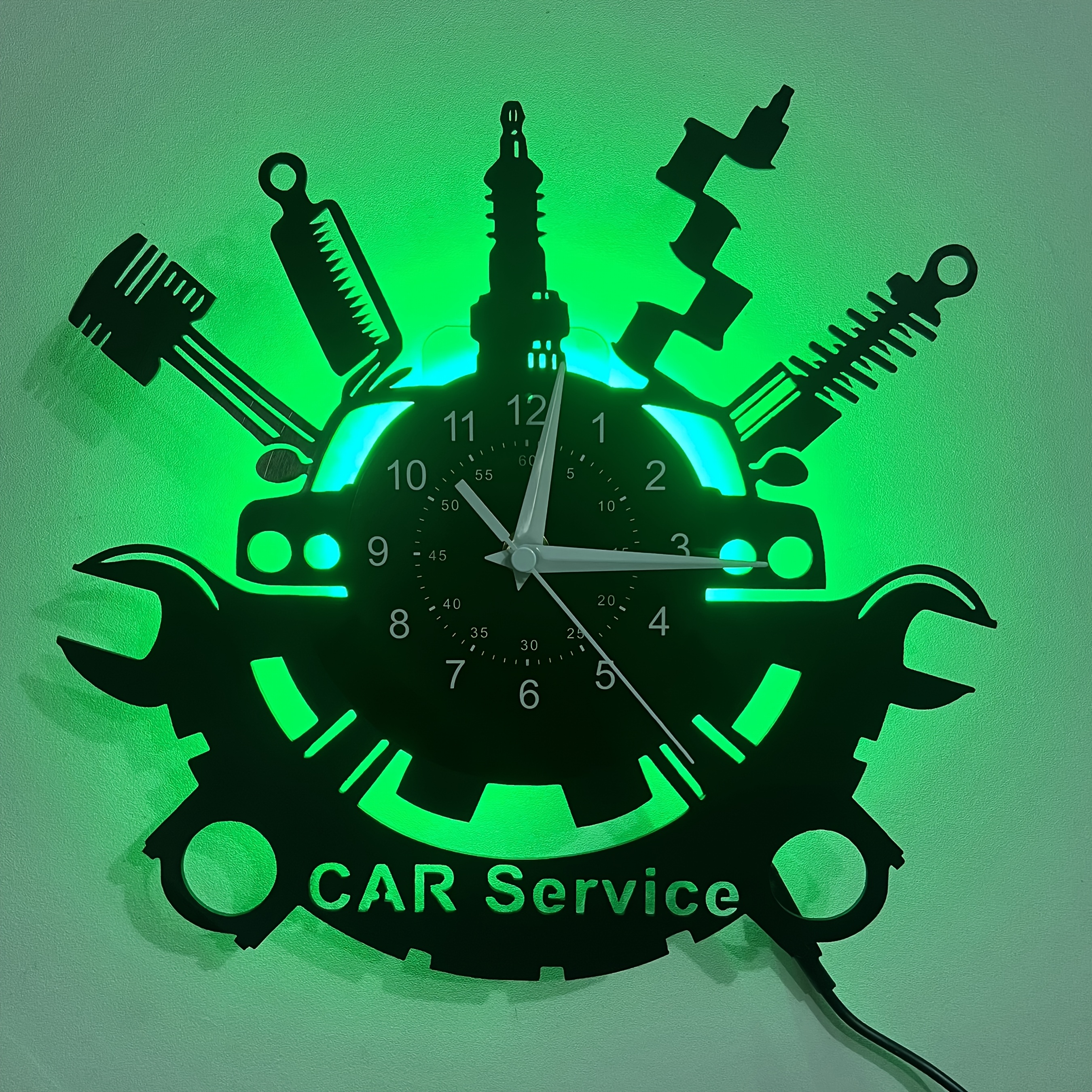 led vinylplattenwanduhr autoreparatur motiv – leise Temu Germany