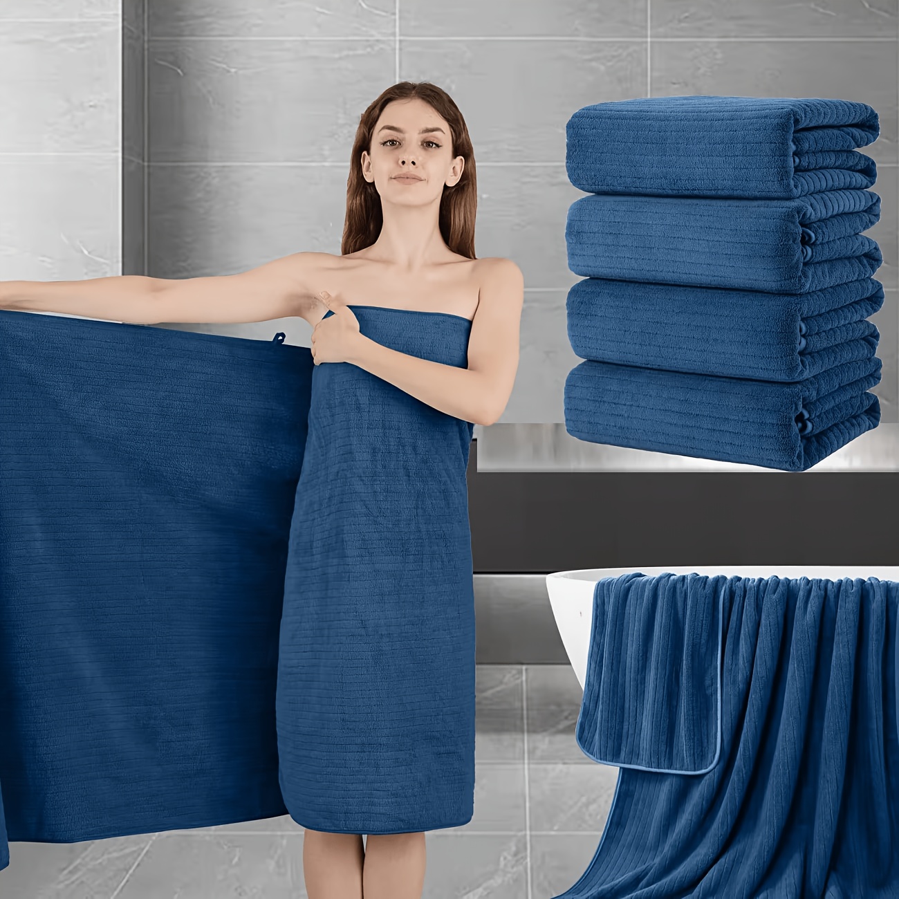 TEMU Set Of - Bath Sheets, Measuring 35"x70" Inches, Featuring And Fluffy Towels. This Oversized Bath Towel Collection From Premium Microfiber,