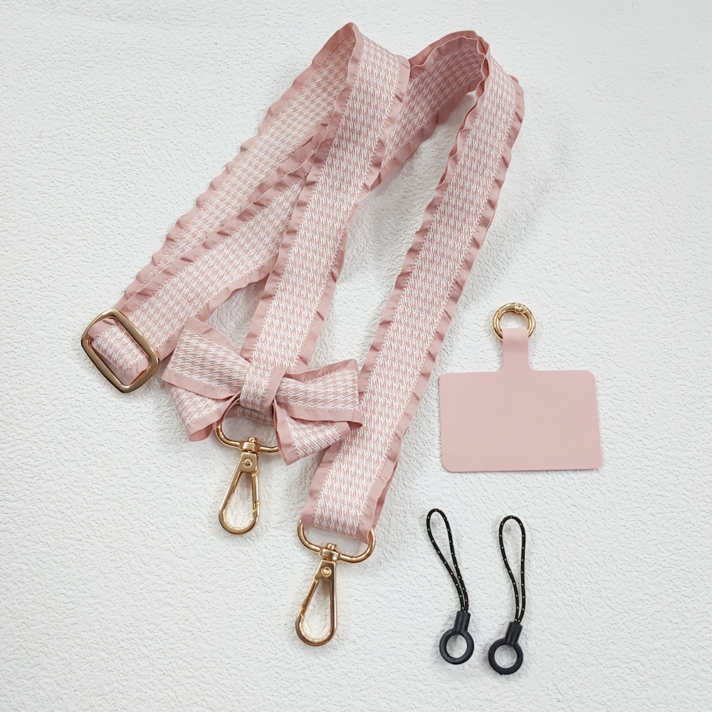 E-shop Hochwertige Karomuster Hahnentritts-Doppelkopf-Schnalle, abnehmbare, verstellbare , Schleife, Handy-Lanyard, universeller Handy-Sticker, Pad,