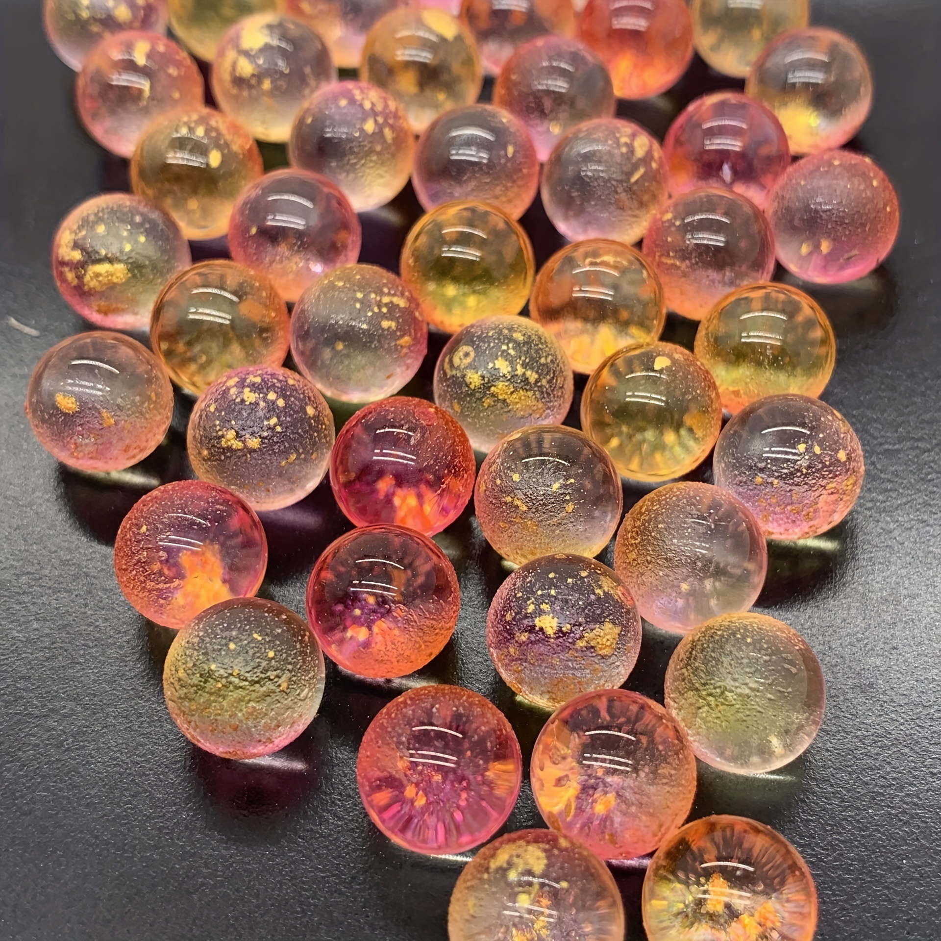 

35 Pcs Luminous Glass Beads, 12mm Round, Unperforated, For Diy Crafts, Bracelets, Jewelry, Home Decoration, Fireplace Decoration - No Power Required