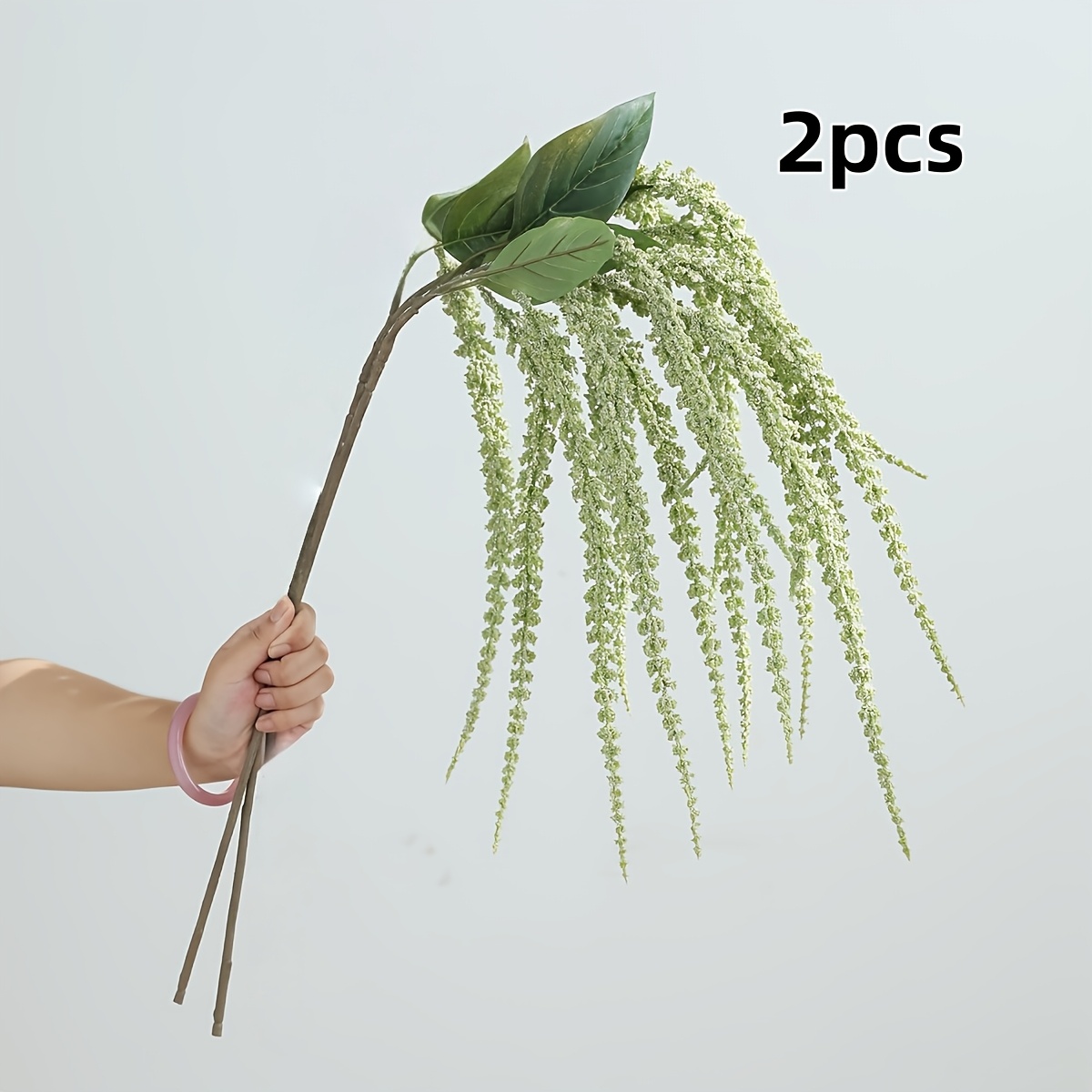 2pcs Long-stemmed Artificial Cockscomb " Tears" With Leaves, Suitable For Wedding Arch Decorations, Wedding Venue Arrangements, Draping Artificial Plants, Diy Vase Arrangements For Rooms