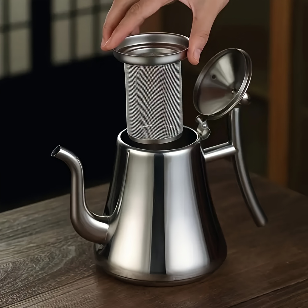 1pc 스테인레스 스틸 커피 포트, 분리 가능한 커피 인퓨저 - 1l/2l/2l 용량, 가정 및 레스토랑 사용을 위한 열 저항 티 켓틀 - 티 스트레이너가 있는 304 스테인레스 스틸 티 세트