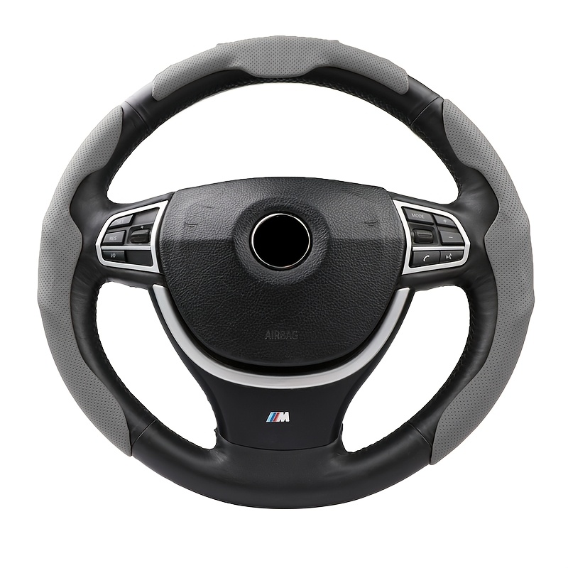 Universal Car Pu Pu Leather Steering Wheel Cover For Men And Women, , Anti-slip, Sweat-absorbent, Wear-resistant, Card Slot, Perforated, 3pcs Set, Multiple Colors