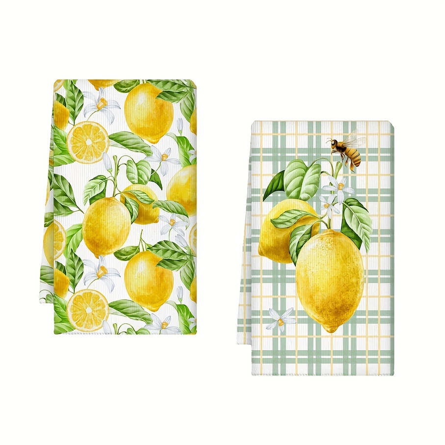

2-piece Lemon Kitchen Towel Set - Quick-dry, Ultra-soft Microfiber Dish Cloths (18"x28") - Perfect For Home Decor, Housewarming Gifts, Weddings & Parties