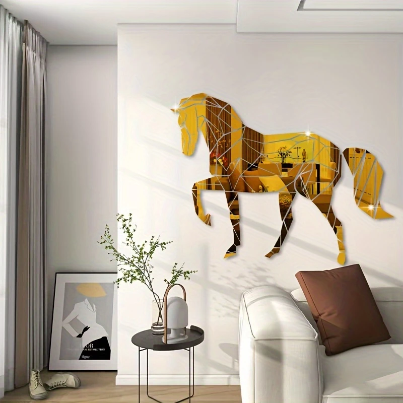 stunning acrylic wall decoration diy 3d self wall art reflective surface protective film and home office or any room horse theme details 9