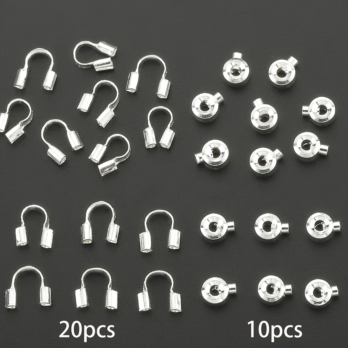 E-shop 30-teiliges DIY-Sprungring-Set, inklusive echt vergoldeten flachen Positionierverschlüssen, U-förmigen Verschlüssen, Perlenzwischenstücken,