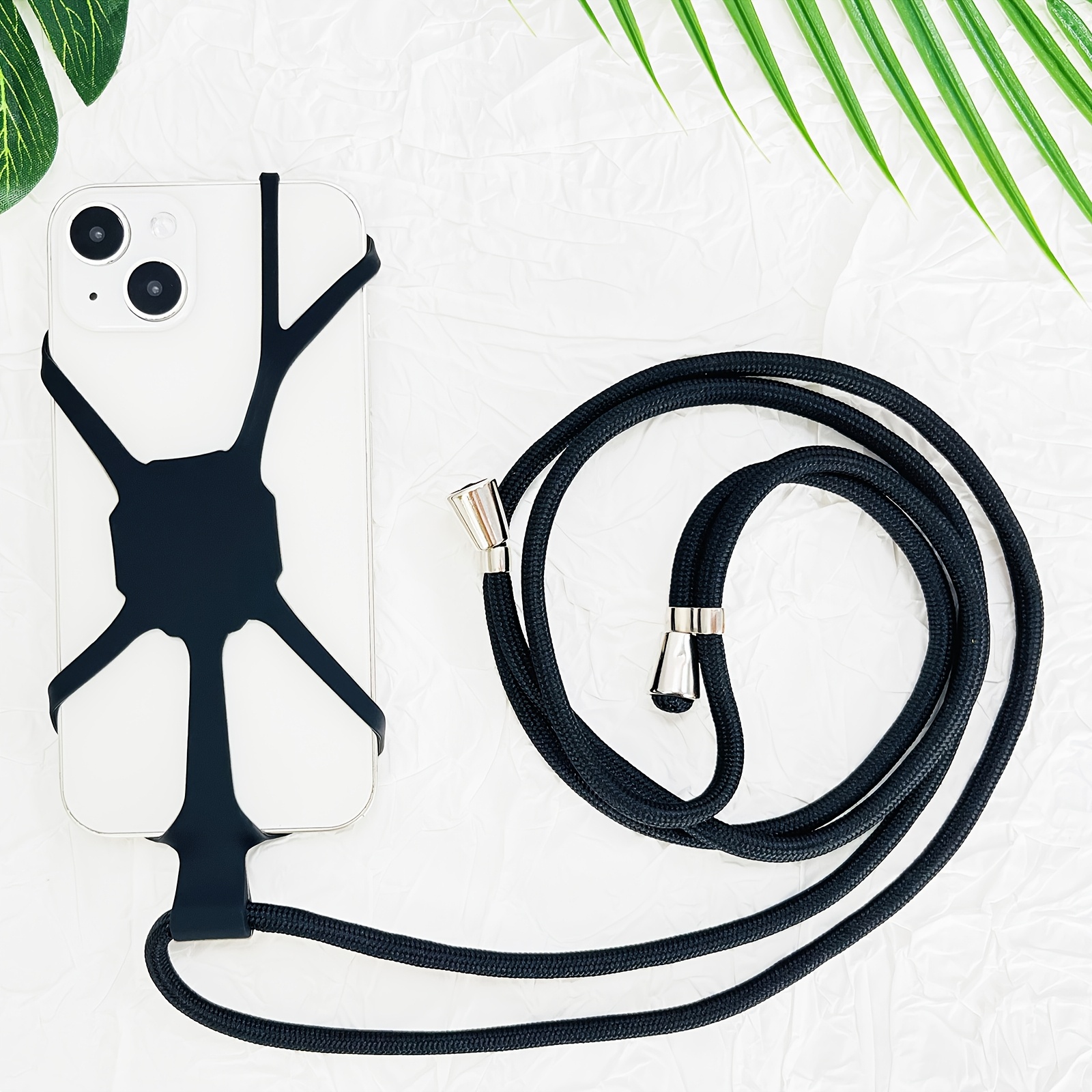 E-shop Silikon Handyhülle passend für 5-6.7 Zoll Modelle, Universal Handyhülle, inklusive 80 cm langem Silikonband und 160 cm langem Nylonband, zwei