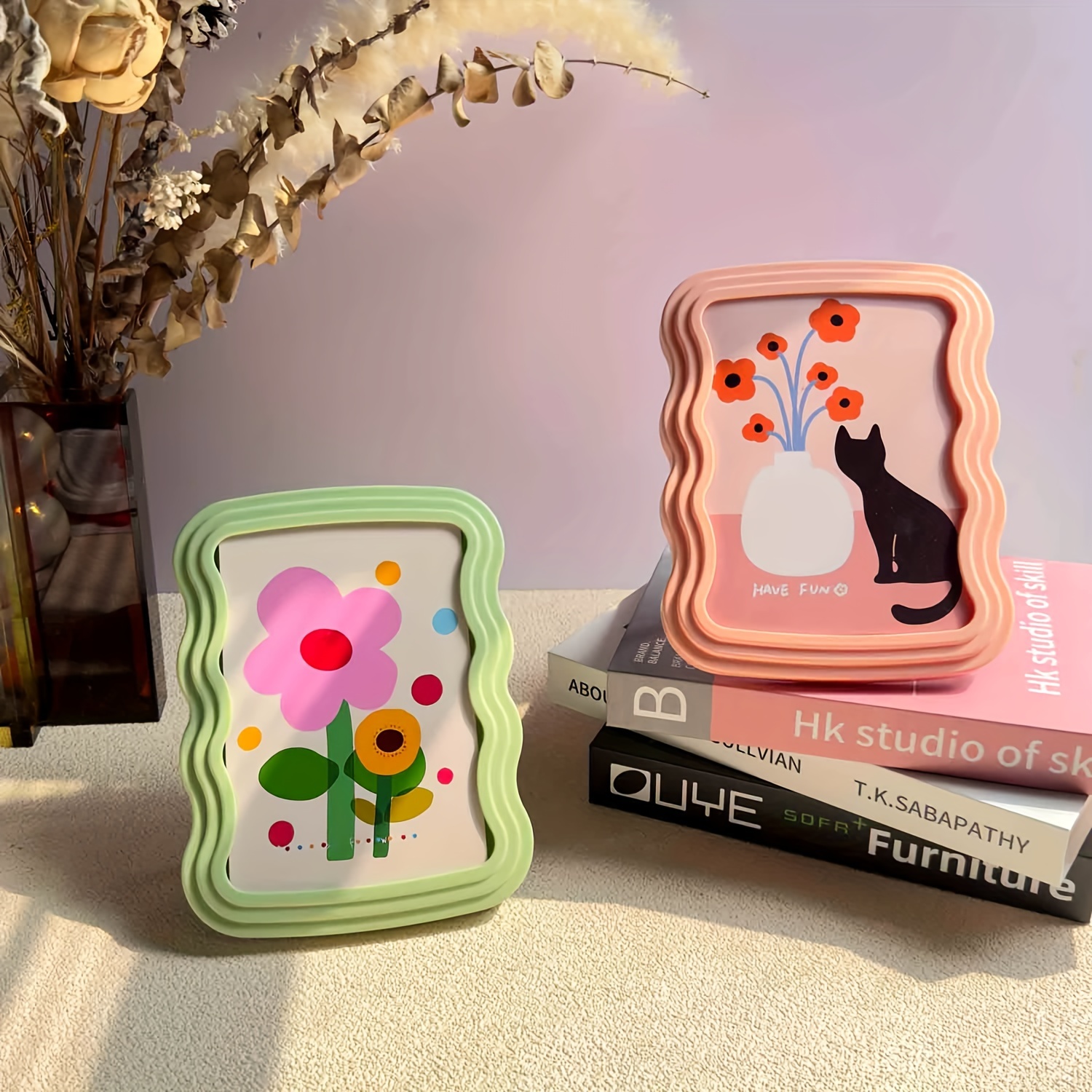 3 tier wave photo frame portable foldable wall art display frame   craft kit plastic artwork accessory 0