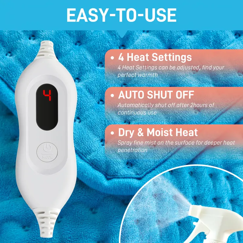 electric heating pad, setting, auto shut-off, 12 x 24 , large heating pad, heater for bedroom, bedroom , therapeutic heat, minimalist style, contemporary design, safe material, easy to clean, portable heater, adjustable heat setting, home , sufferers Product details 0