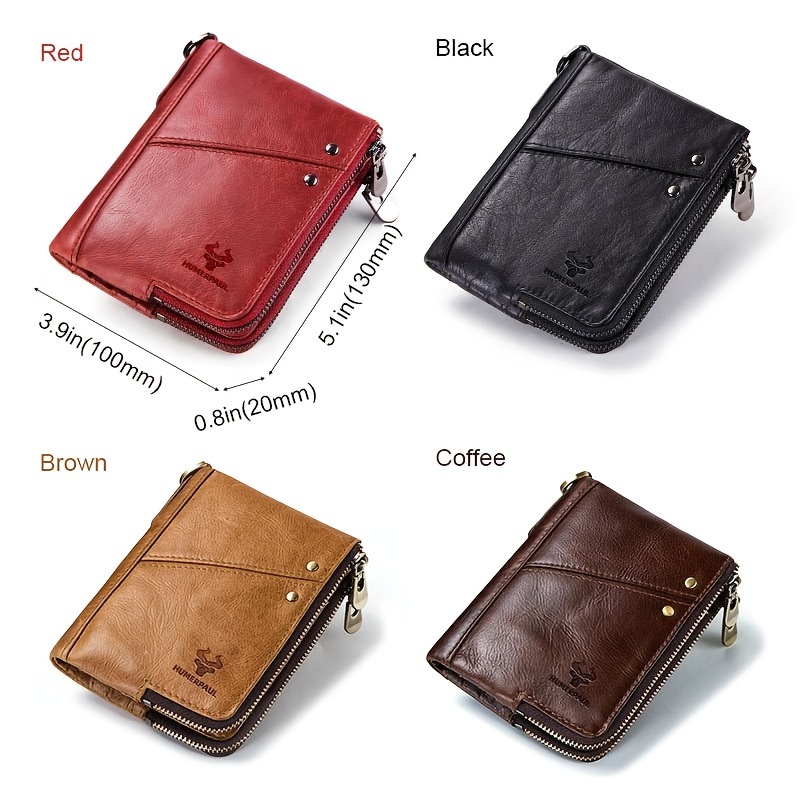 

Portefeuille Femme en Cuir HUMERPAUL - Protection RFID, Style Vintage, Grande avec Pochette à Fermeture Éclair, Plusieurs Fentes pour Cartes & Porte-Monnaie (Rouge/Noir/Marron/Café)