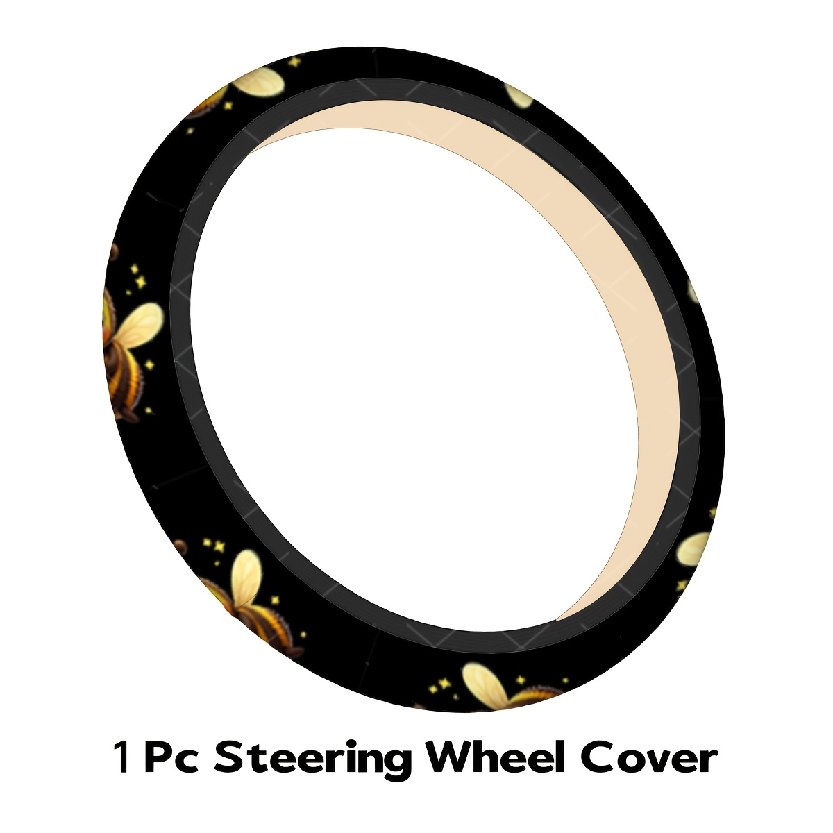 TEMU Fit Cute Bee Steering Wheel Cover - Anti-slip Driving Wheel Cover Suitable For Cars & Suvs, Removable Protective Accessory With Bee, Fits For