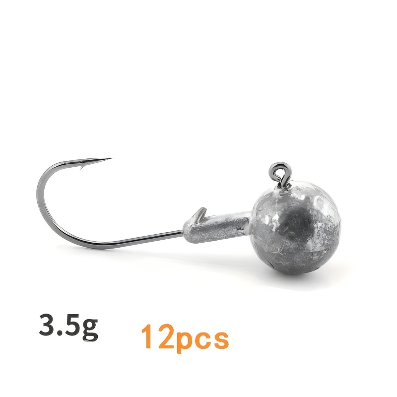 TEMU Lot de 12 hameçons à tête en plomb, leurres, hameçons anti-bas, version améliorée, hameçon pour ver mou et hameçon à queue en T